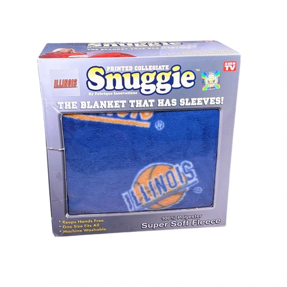 Snuggie Illinois Fighting Illini Blanket Sleeves Unisex OS Blue Fleece NCAA 2010